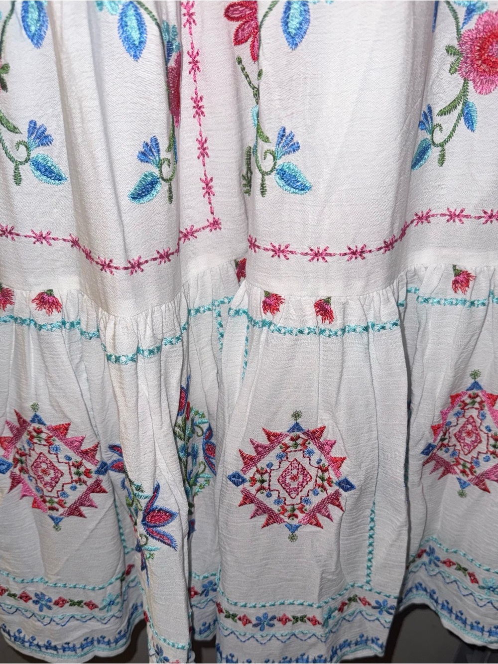 Hale Bob White Maxi Dress with Pink & Blue Embroidery - Picture 9 of 13
